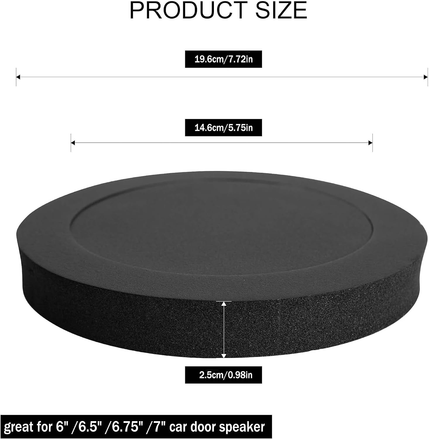 4PCS 6.5" Speaker Foam, 6.5 Speaker Foam Rings, Self Adhesive High Rebound Sponge Bass Blocker Kit for Car Door Speaker Baffles Enhancer, Car Audio Accessories Avoid Sound Diffusion