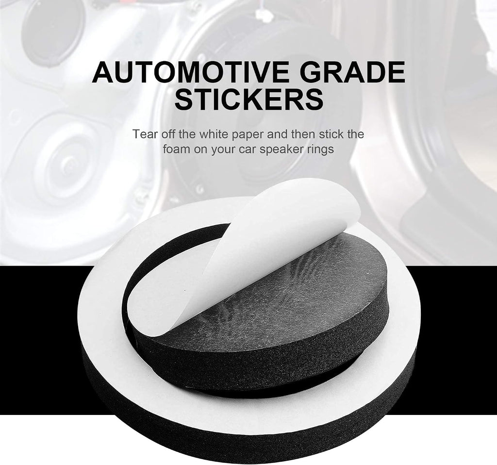4PCS 6.5" Speaker Foam, 6.5 Speaker Foam Rings, Self Adhesive High Rebound Sponge Bass Blocker Kit for Car Door Speaker Baffles Enhancer, Car Audio Accessories Avoid Sound Diffusion