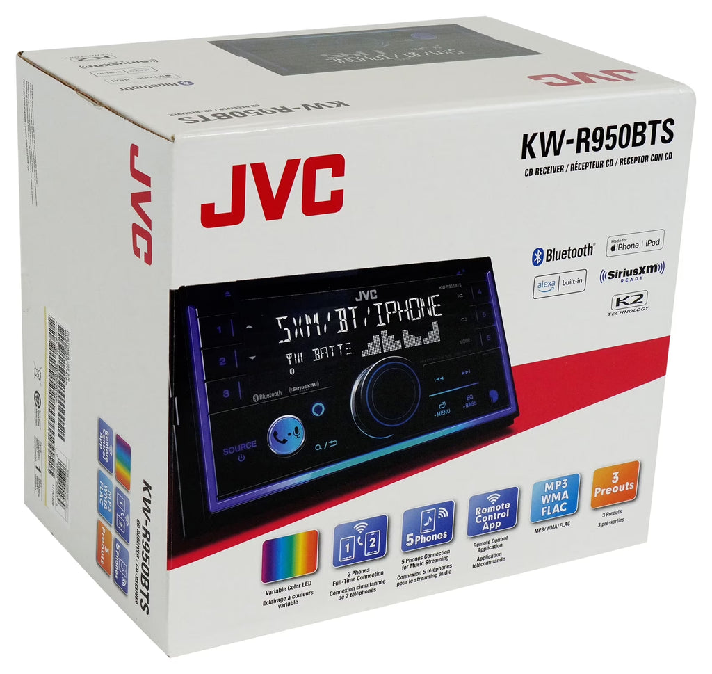 KW-R950BTS 2-Din Car Stereo CD Receiver W/ Bluetooth/Usb/Xm Ready/Alexa/Eq